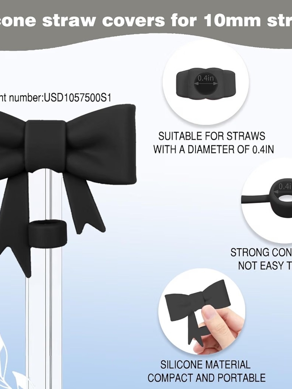 Bow Tumbler Accessory Set | Black - Picture 5 of 5